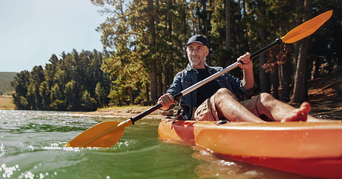 man kayaking